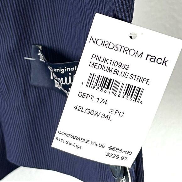 NWT Original Penguin Men’s Medium Blue Striped Sport Coat Size 42L - Picture 11 of 12
